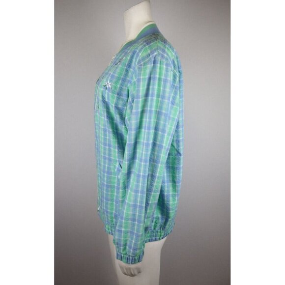 WOMEN'S BLUE & GREEN PLAID LIGHTWEIGHT JACKET - BLAST - SIZE PS - Picture 6 of 8